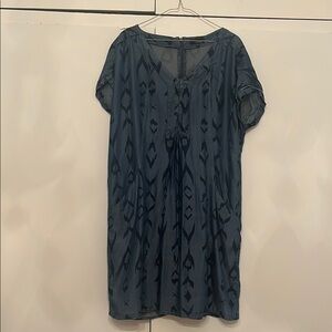 El Corte Ingles Blue (jean look a like fabric but soft) Patterned Women's Dress
